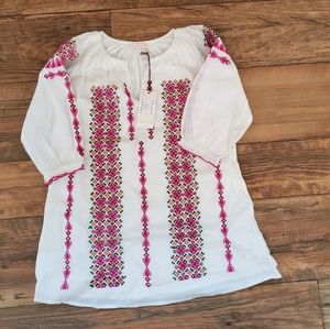 White Embroided Cotton boho dress